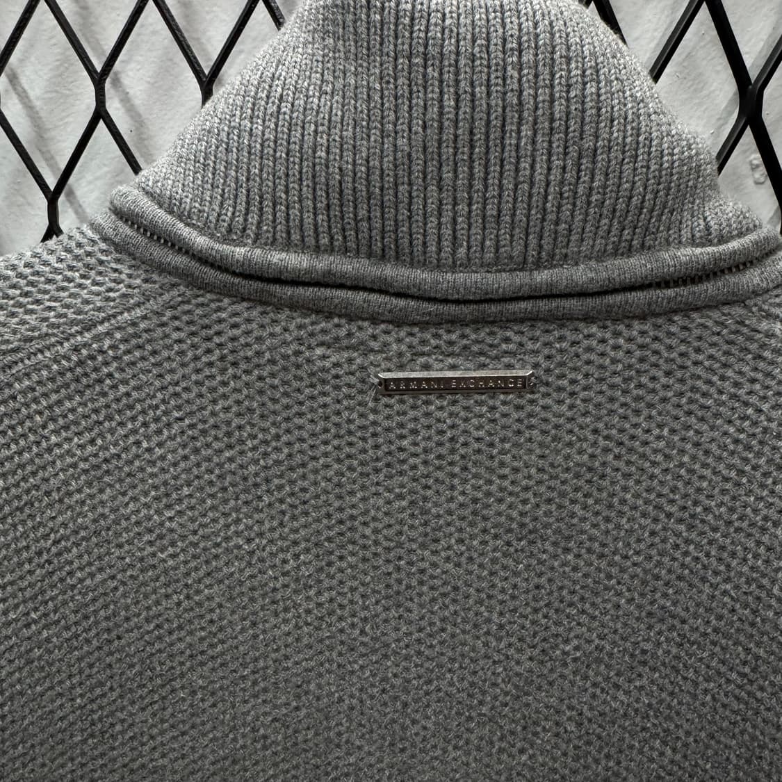 아르마니 익스체인지 숄 칼라 혼방 니트 자켓 그레이 상품이미지6