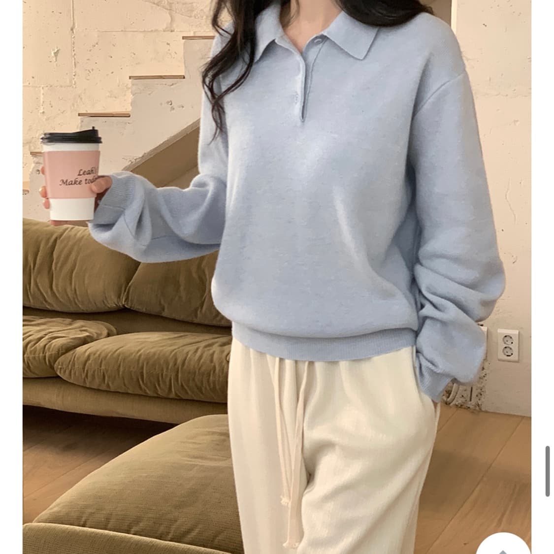 메리어라운드 울 플레인 카라니트 상품이미지2