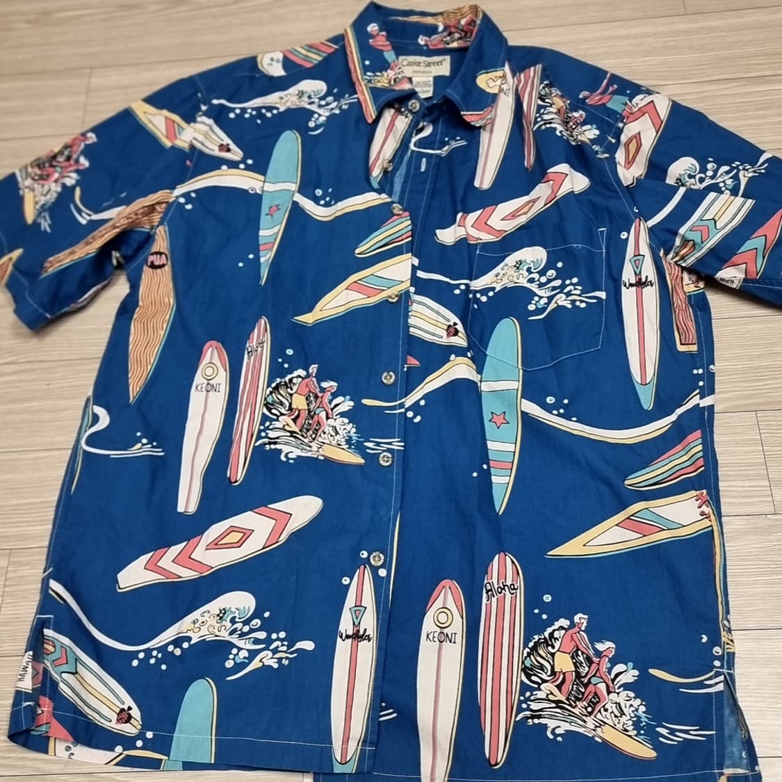 Cake Street 하와이안 반팔 셔츠 블루(100-105) 상품이미지1