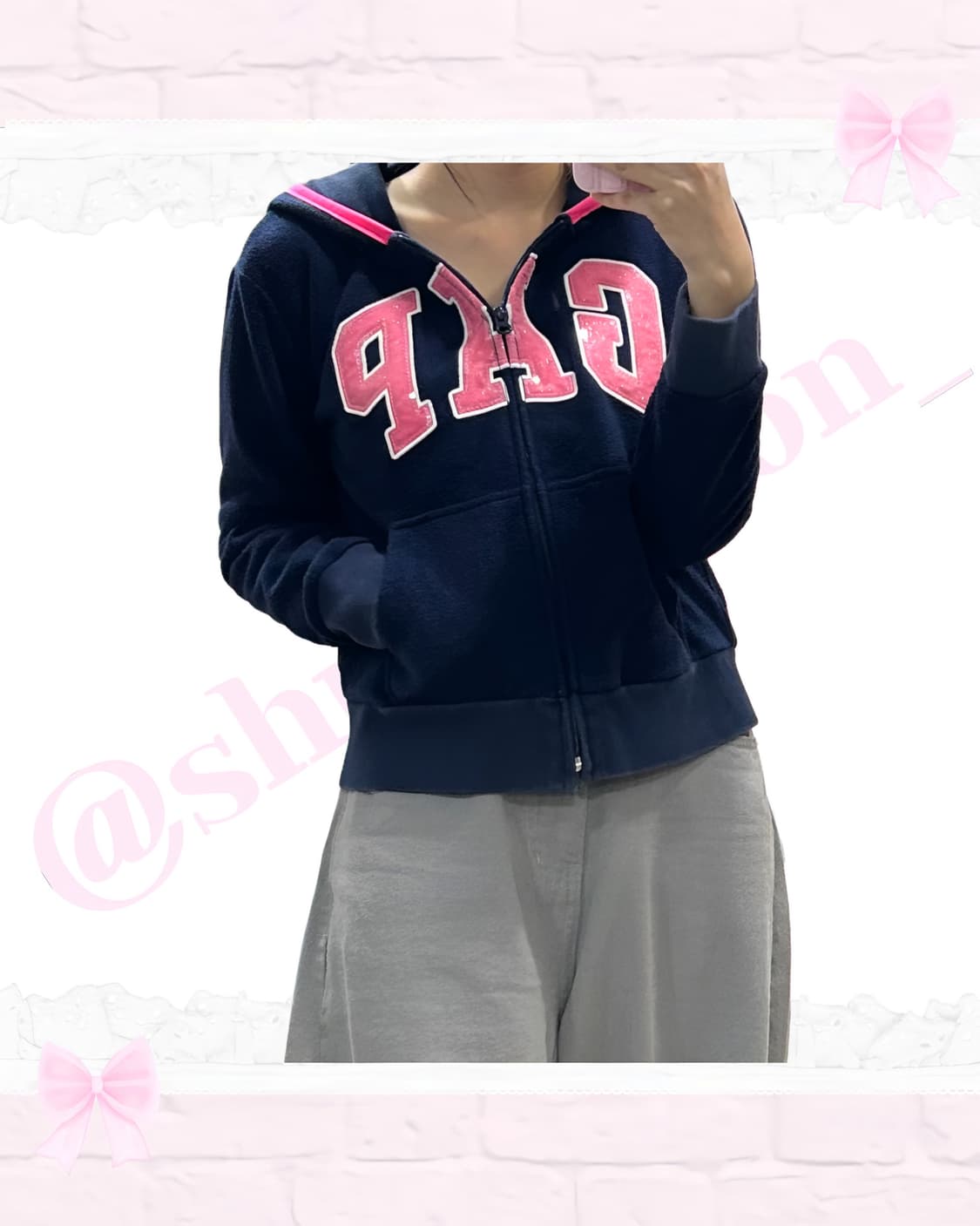 갭 y2k 샤인핑크 후리스 후드집업 상품이미지4