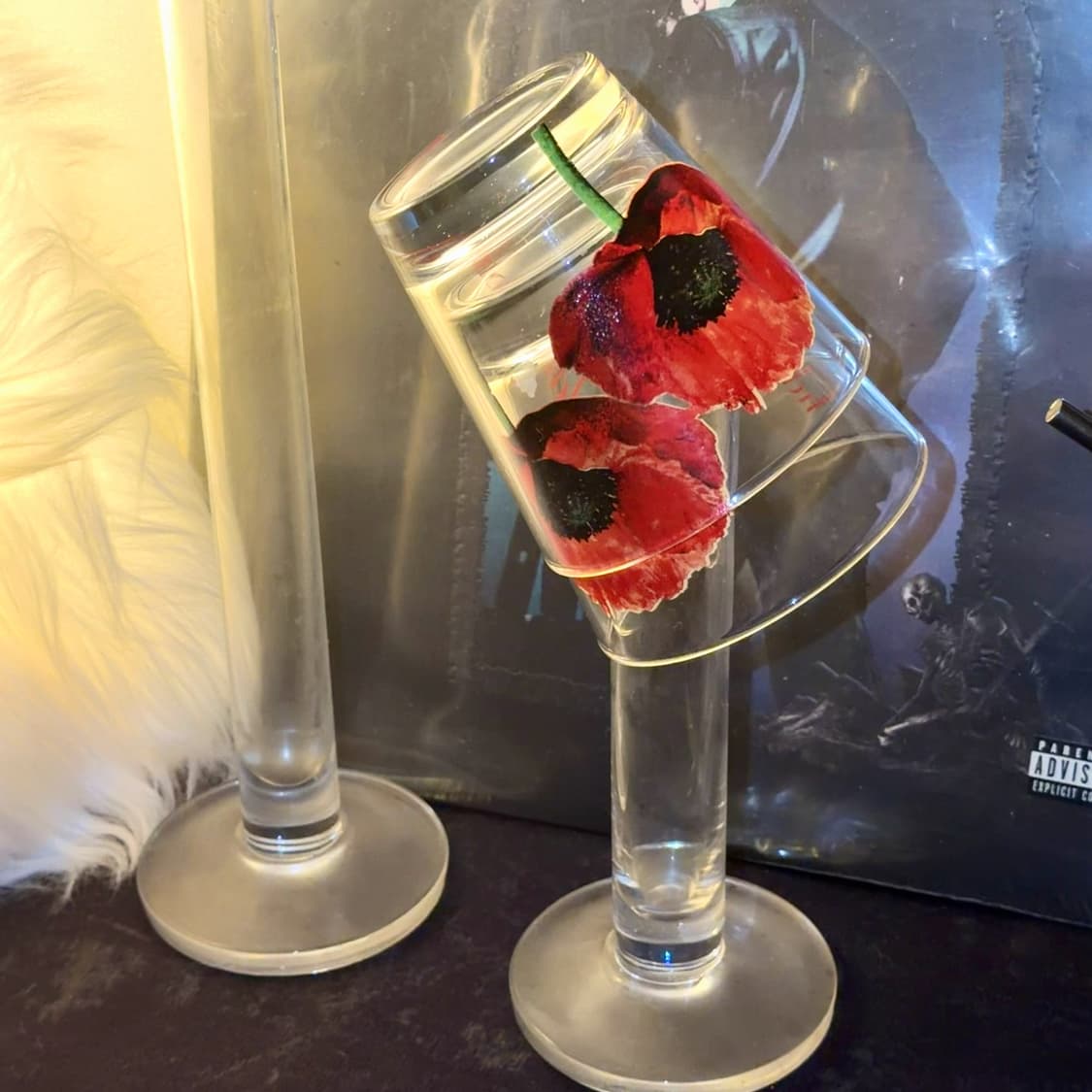 70s CERVE 양귀비 프린트 글라스 상품이미지8