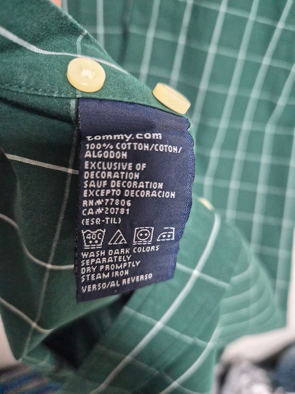 타미힐피거Tommy 그린 체크 셔츠 L - S359 상품이미지5