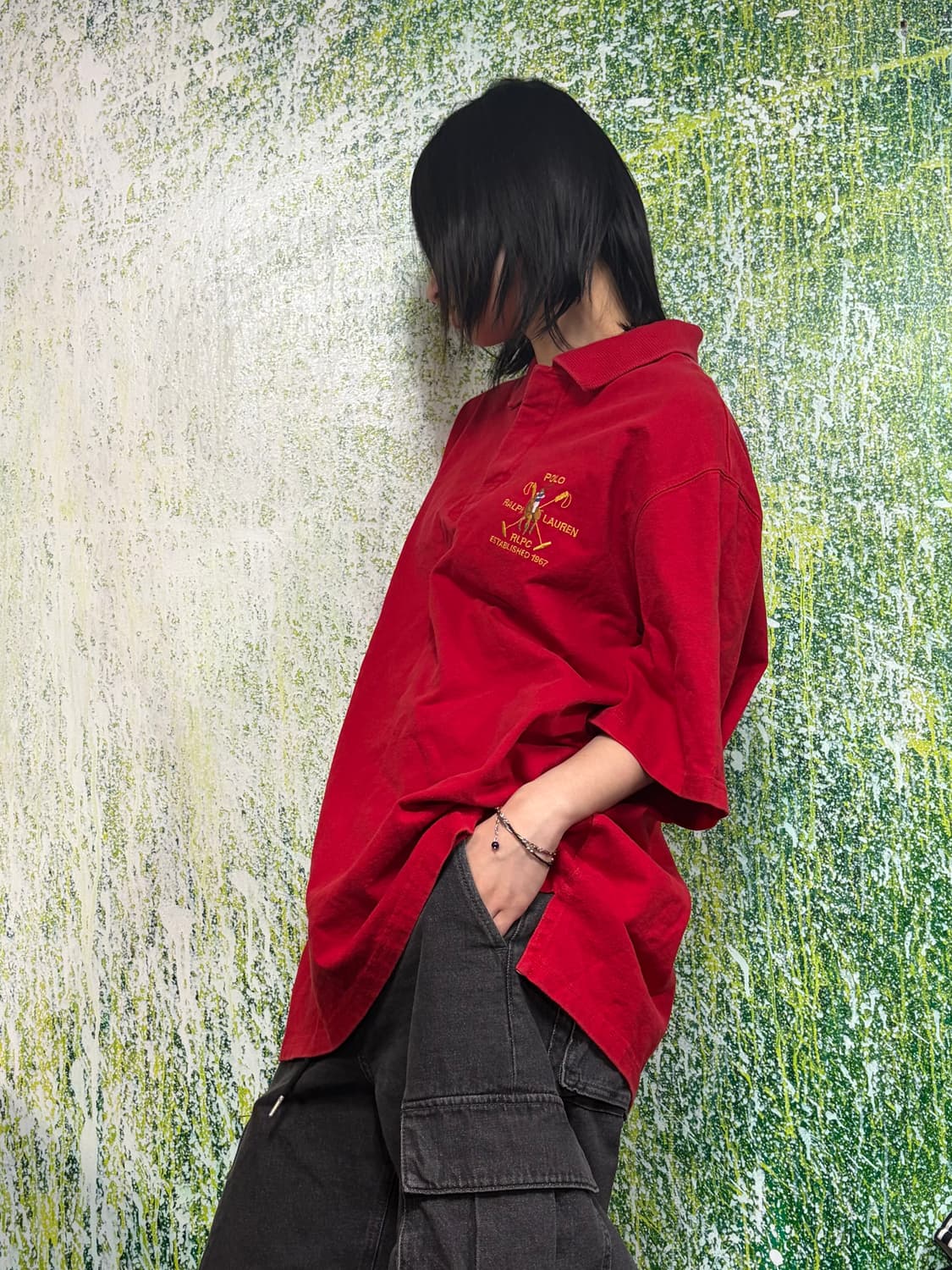 폴로 빅포니 치프키프 레드 럭비 반팔 카라 티셔츠 XL 상품이미지1