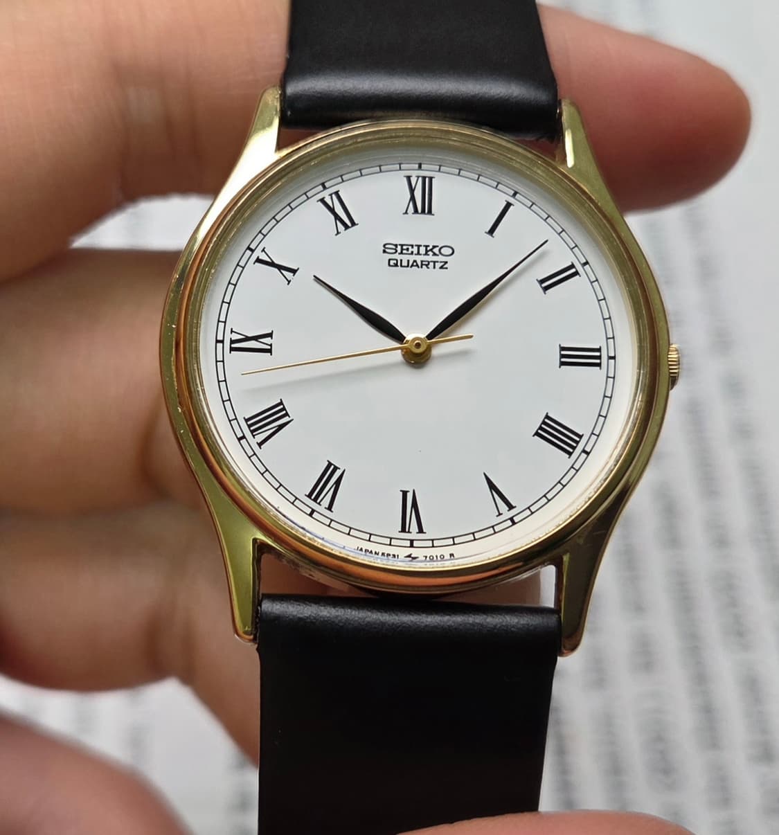 빈티지 세이코 순정 화이트 로만판 리프핸즈 울트라슬림 쿼츠
 상품이미지3