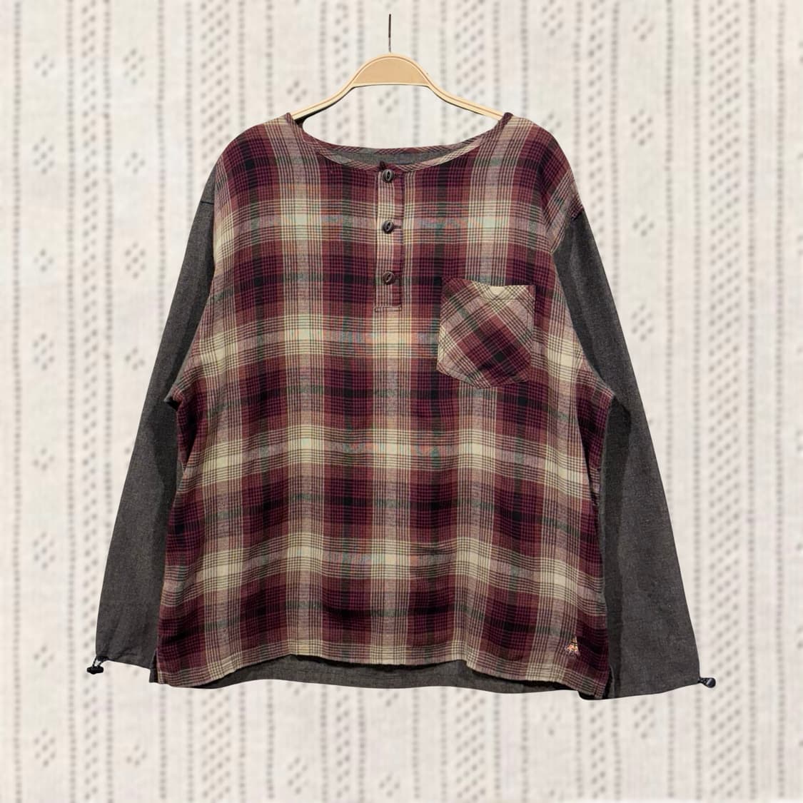 고슬로우카라반 체크 포켓 코지 배색 셔츠 아메카지 모리 상품이미지3