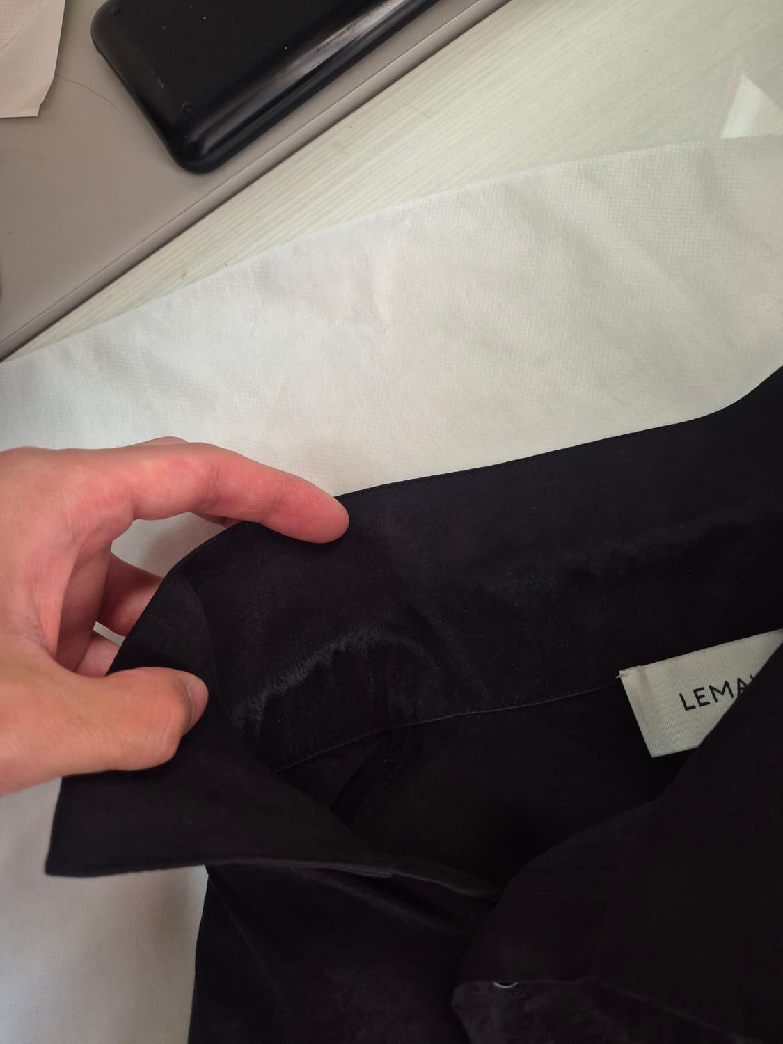 르메르 스탠드 카라 드라이 실크 셔츠 스쿼드 잉크 44 상품이미지5