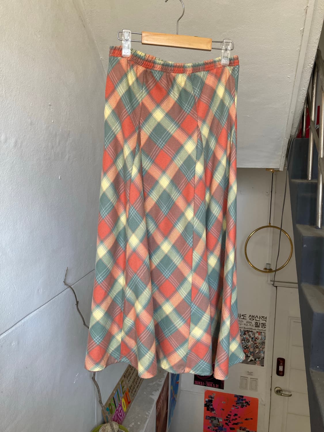솜사탕 빈티지 체크 롱 스커트 상품이미지1