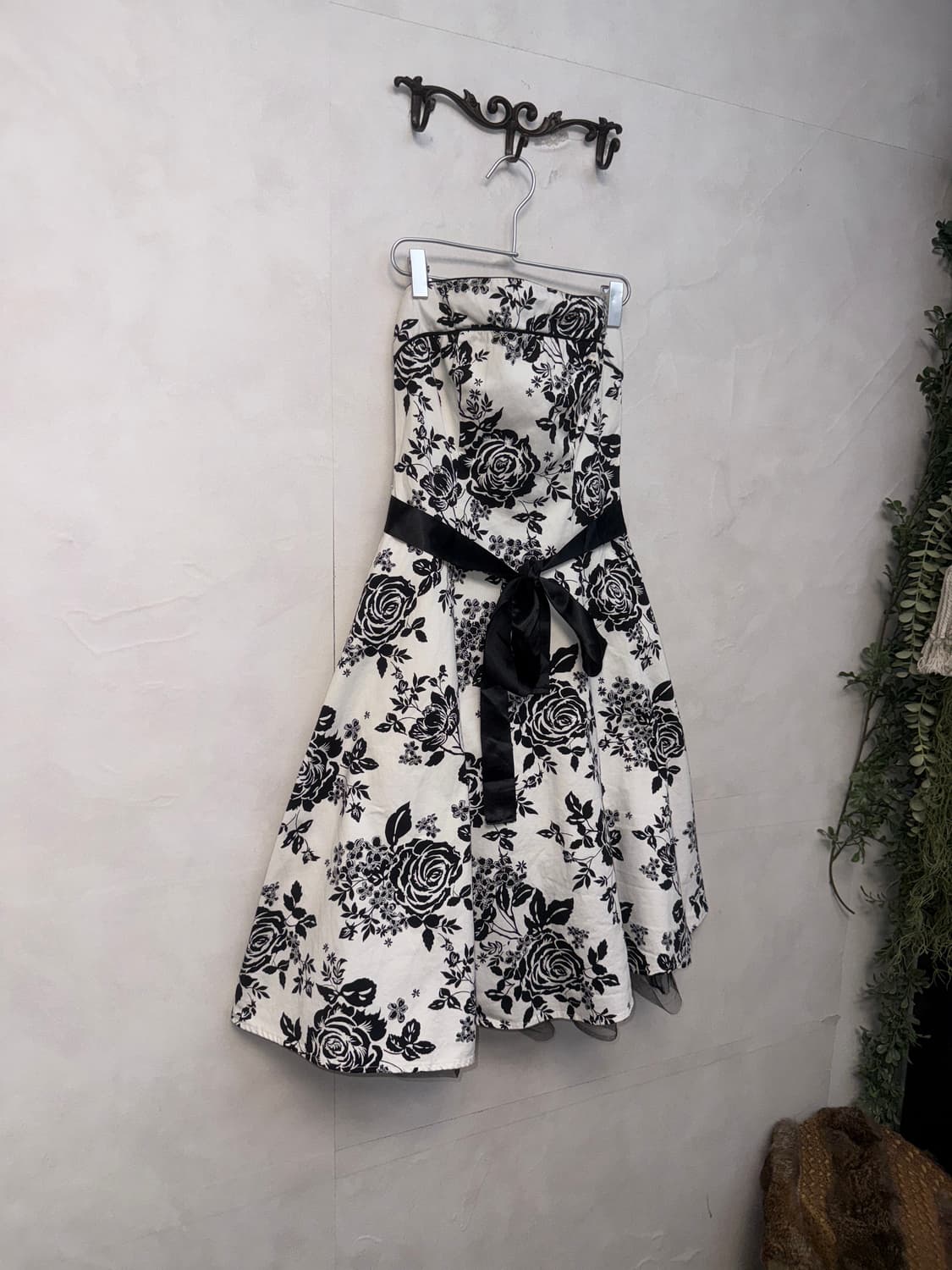 Black & white oriental rose tube top ops 상품이미지6