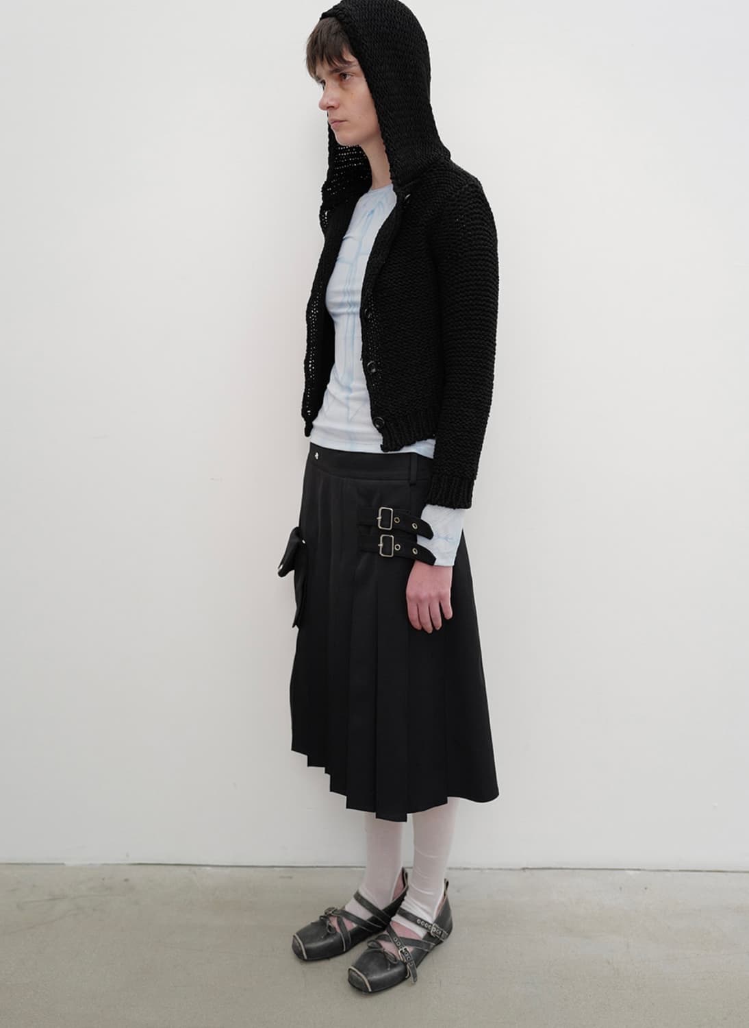 오픈와이와이 HOODED CHUNKY CARDIGAN, BLACK 상품이미지3