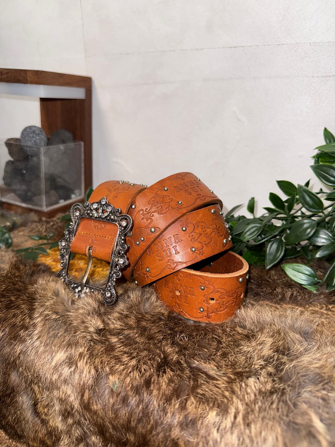 Anna Sui brown oriental fairy cubic belt 상품이미지2