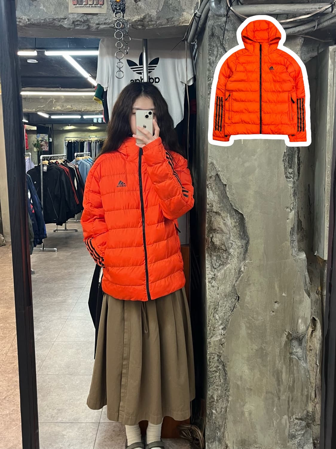 아디다스 후드 패딩 자켓 오렌지 M #csz2477 상품이미지1