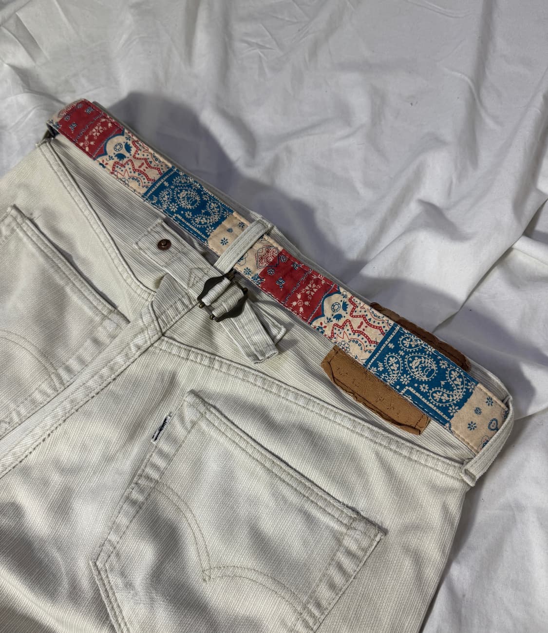 빈티지 리버시블 페이즐리 플라워 자수 패턴 패브릭 링 벨트 상품이미지2