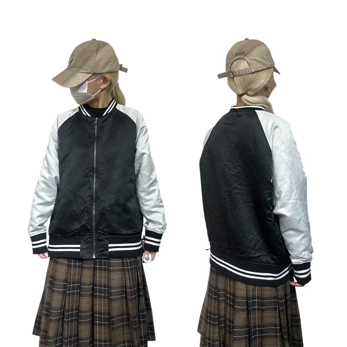 일본 빈티지 블랙 화이트 스카잔 자켓 상품이미지1