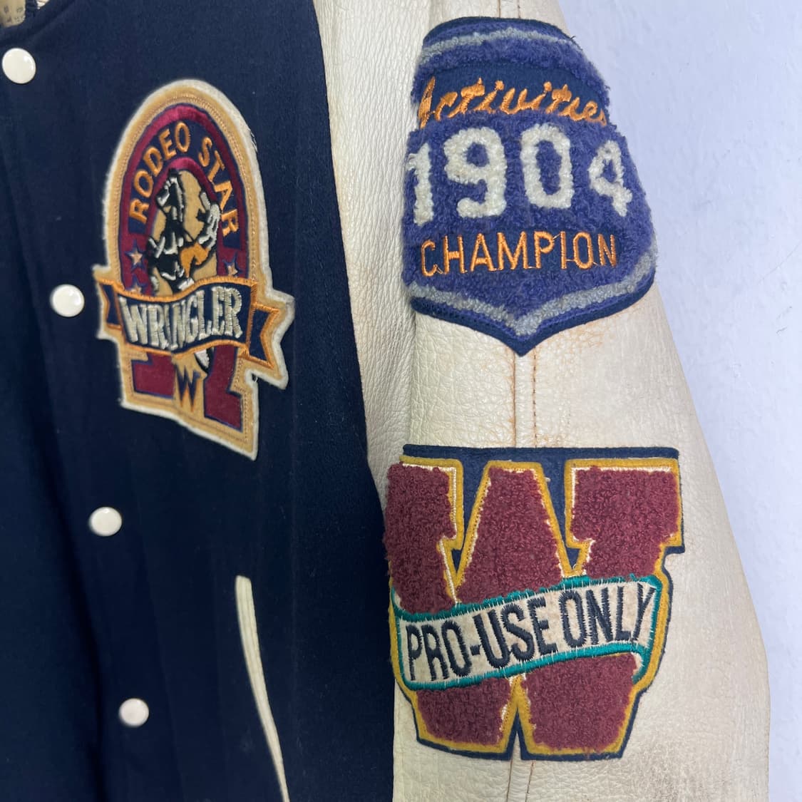 90's 랭글러 카우보이 웨스턴 레더 바시티 자켓 L 상품이미지8