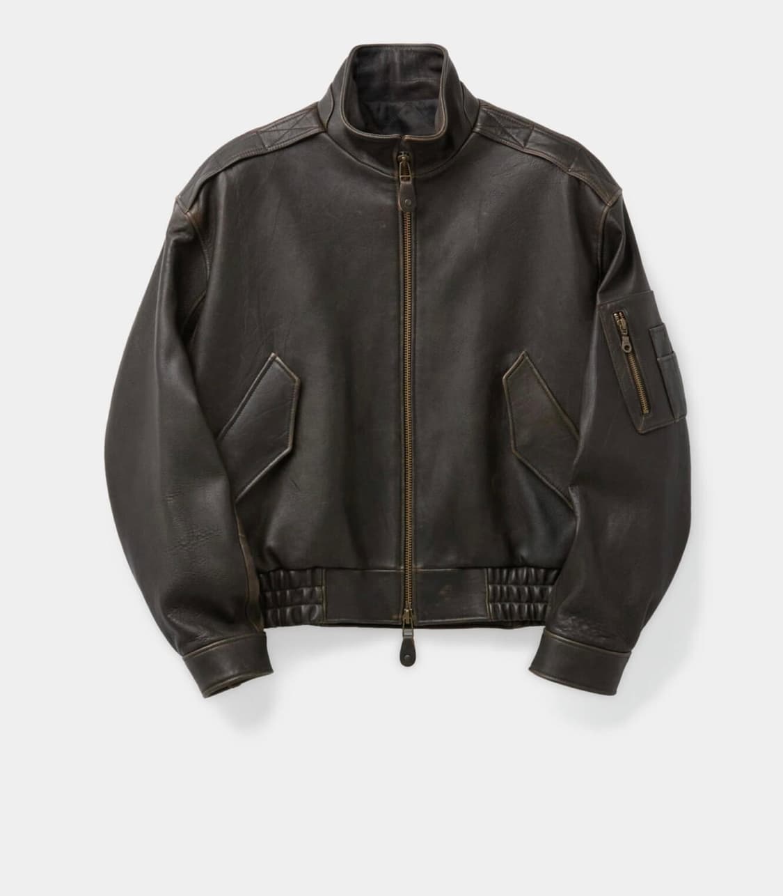 쿠어 빈티지 쉘터 넥 카라 레더 점퍼 (다크브라운) xl 상품이미지1