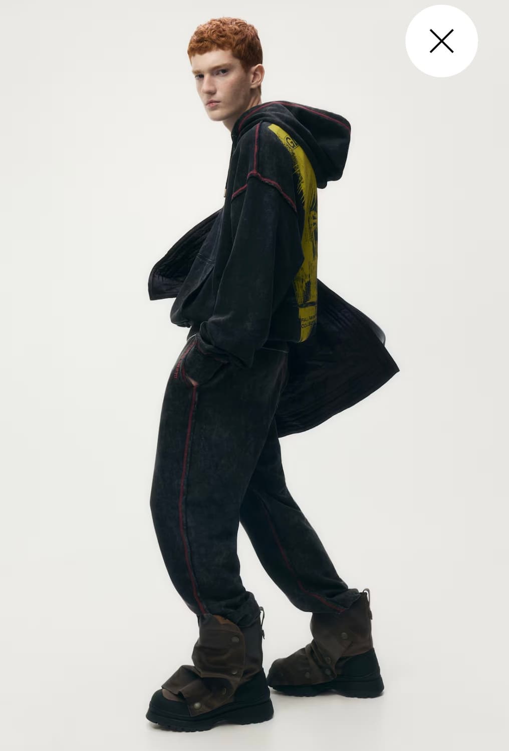 M) 에이치앤엠 x 글렌 마틴스 후드 후드티 다크 브라운 h&m 상품이미지3