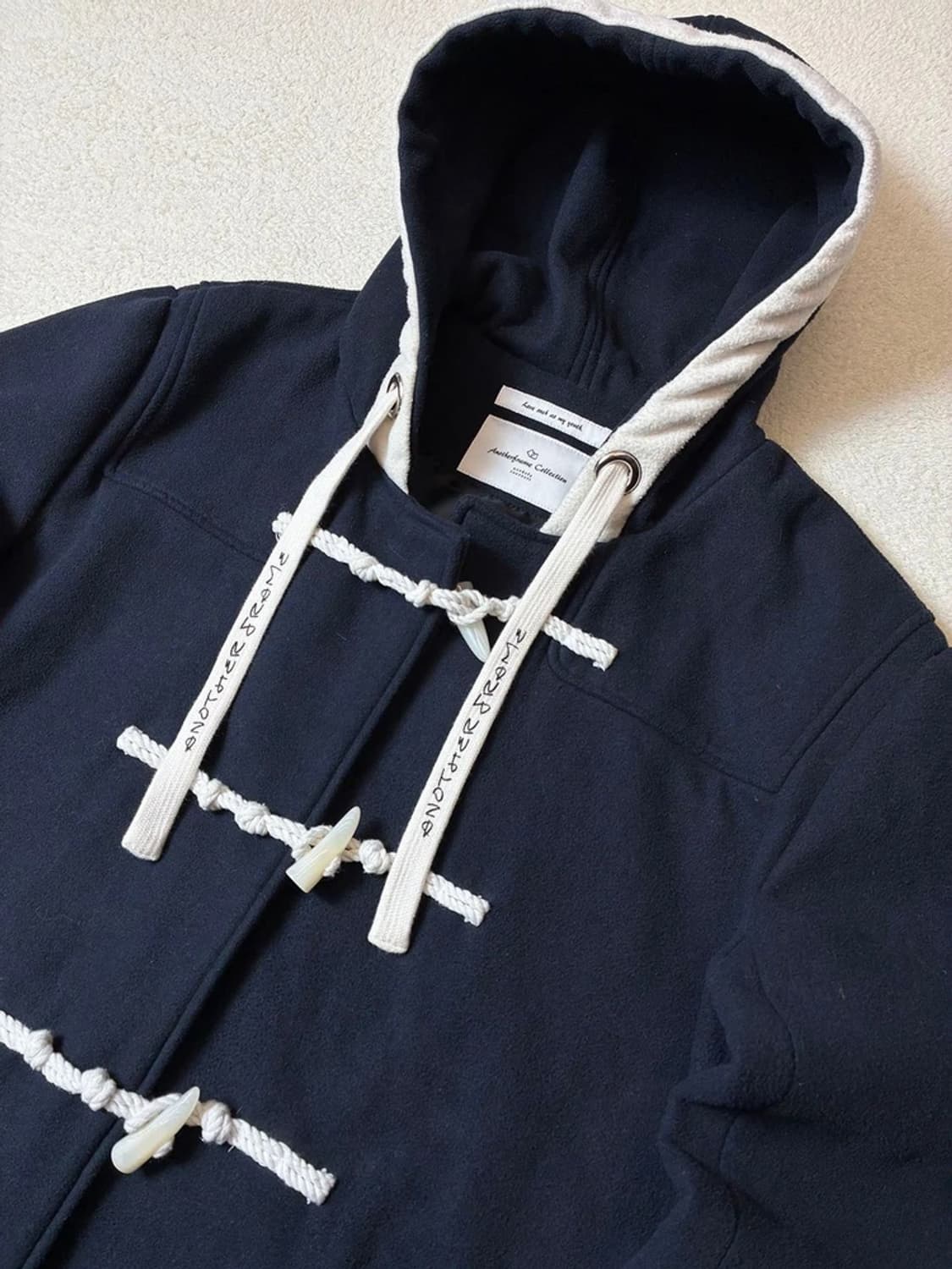 어나더프레임 울 블렌드 레터링 후디 더플 코트 PN7644 상품이미지3