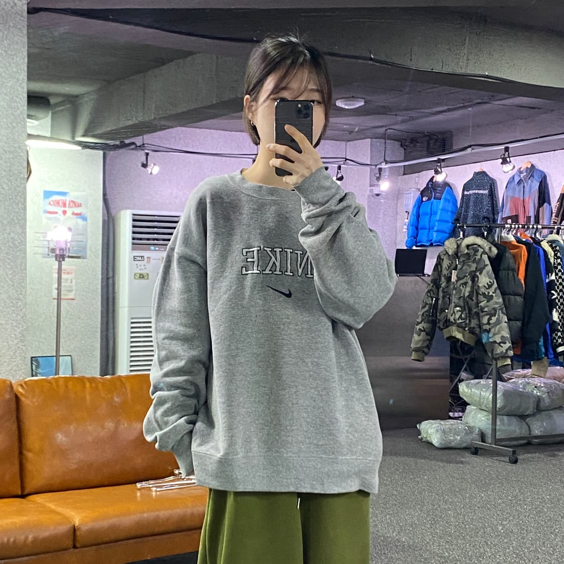 나이키 올드스쿨 빅로고 그레이 스웻셔츠B2925 상품이미지1