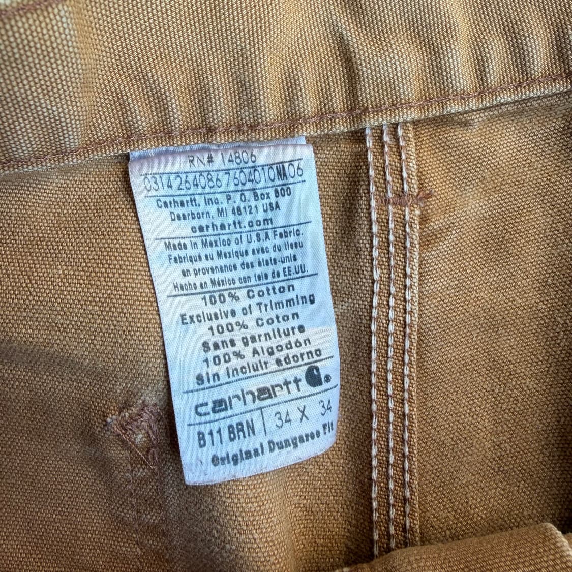 칼하트 B11 BRN 싱글니 카펜터 워크 팬츠 상품이미지8
