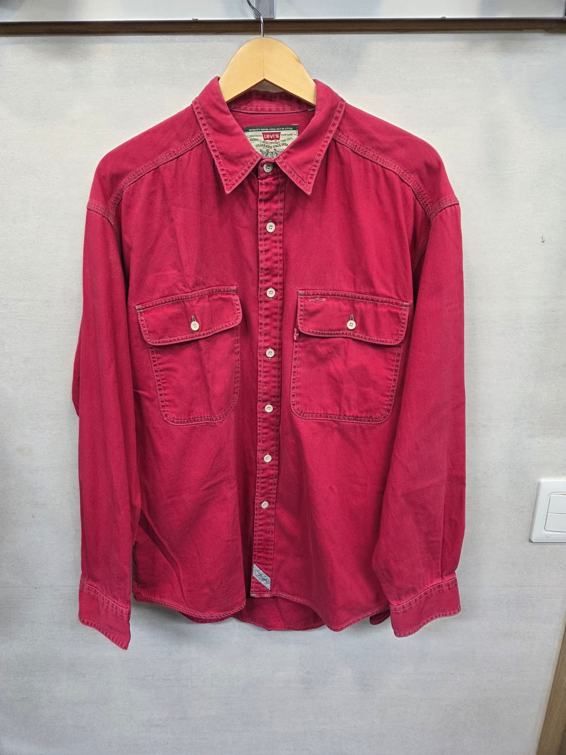 리바이스 빈티지 웨스턴 스티치 코튼 핑크 셔츠긴팔 xl 오버핏 상품이미지1