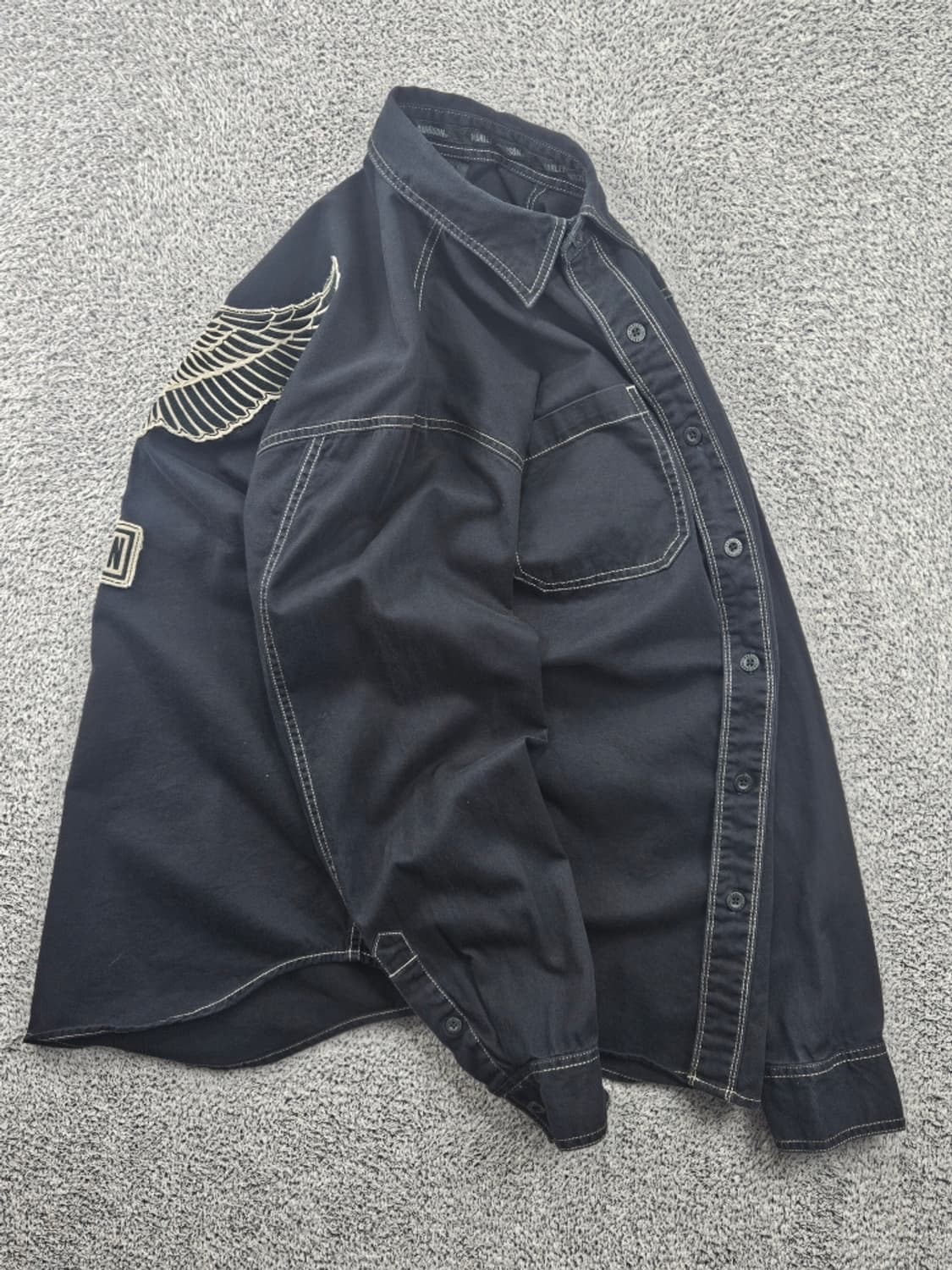 할리데이비슨 스티치 포켓 윙즈이글 바이커 셔츠 ( M ) / 11589 상품이미지5