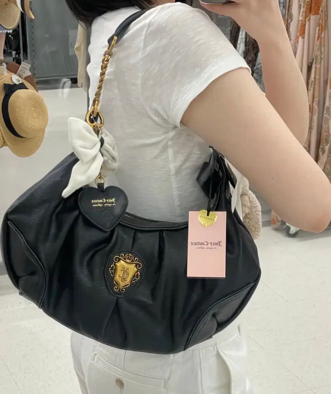 신상 대대대장!!)쥬시꾸뛰르 대대장 블랙 가죽숄더백 상품이미지1