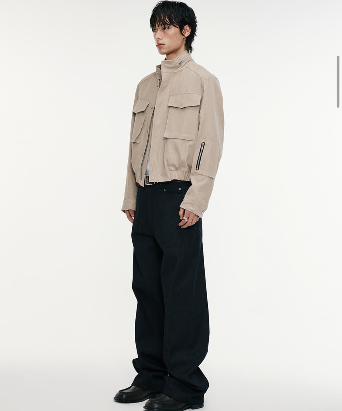 알렌느 크롭 밀리터리 코튼 블루종 베이지 상품이미지1