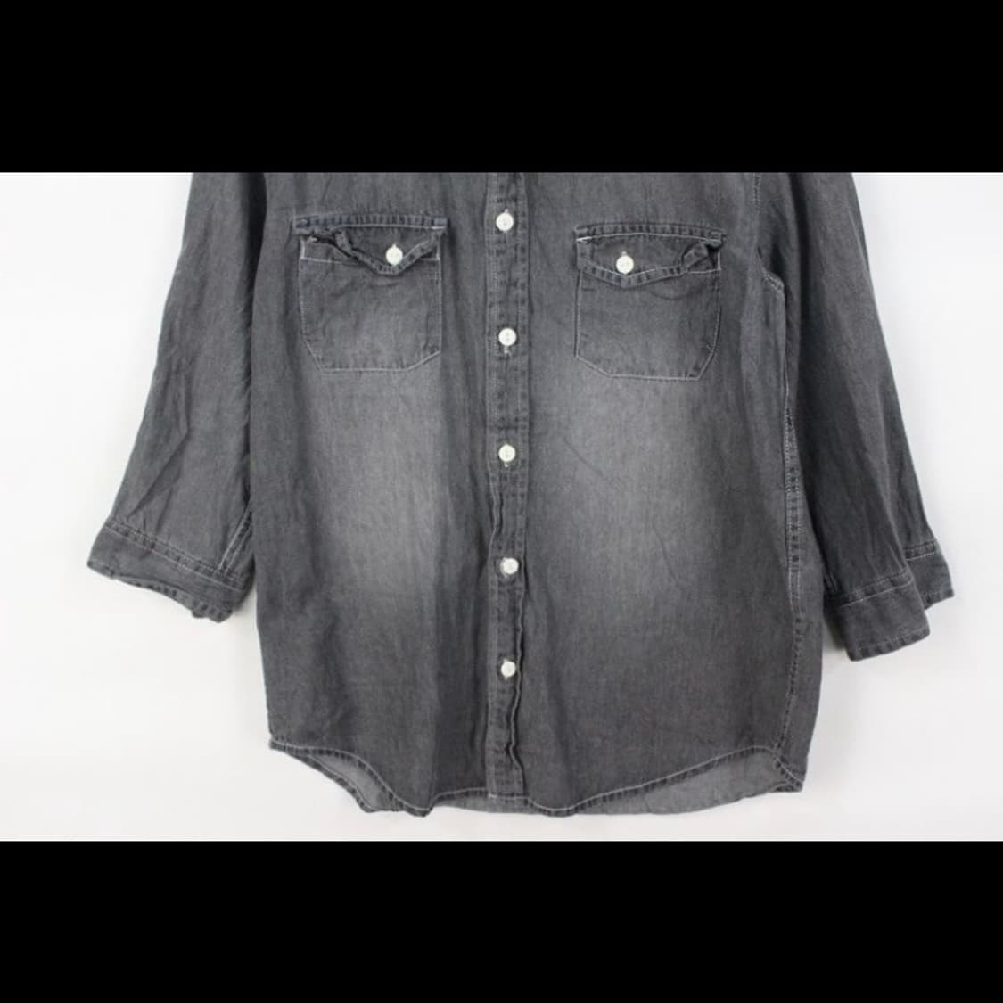 오버사이즈 데님 셔츠 일본 빈티지 블라우스 오버핏 7부 남방 상품이미지3