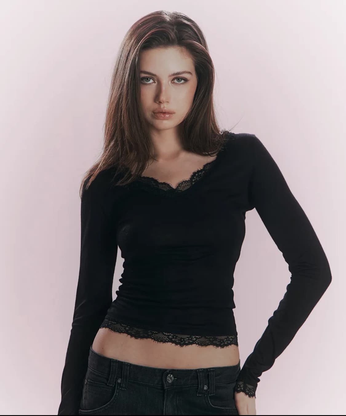 플리즈노팔로우 kane lace long sleeve top 케인 레이스 상품이미지1