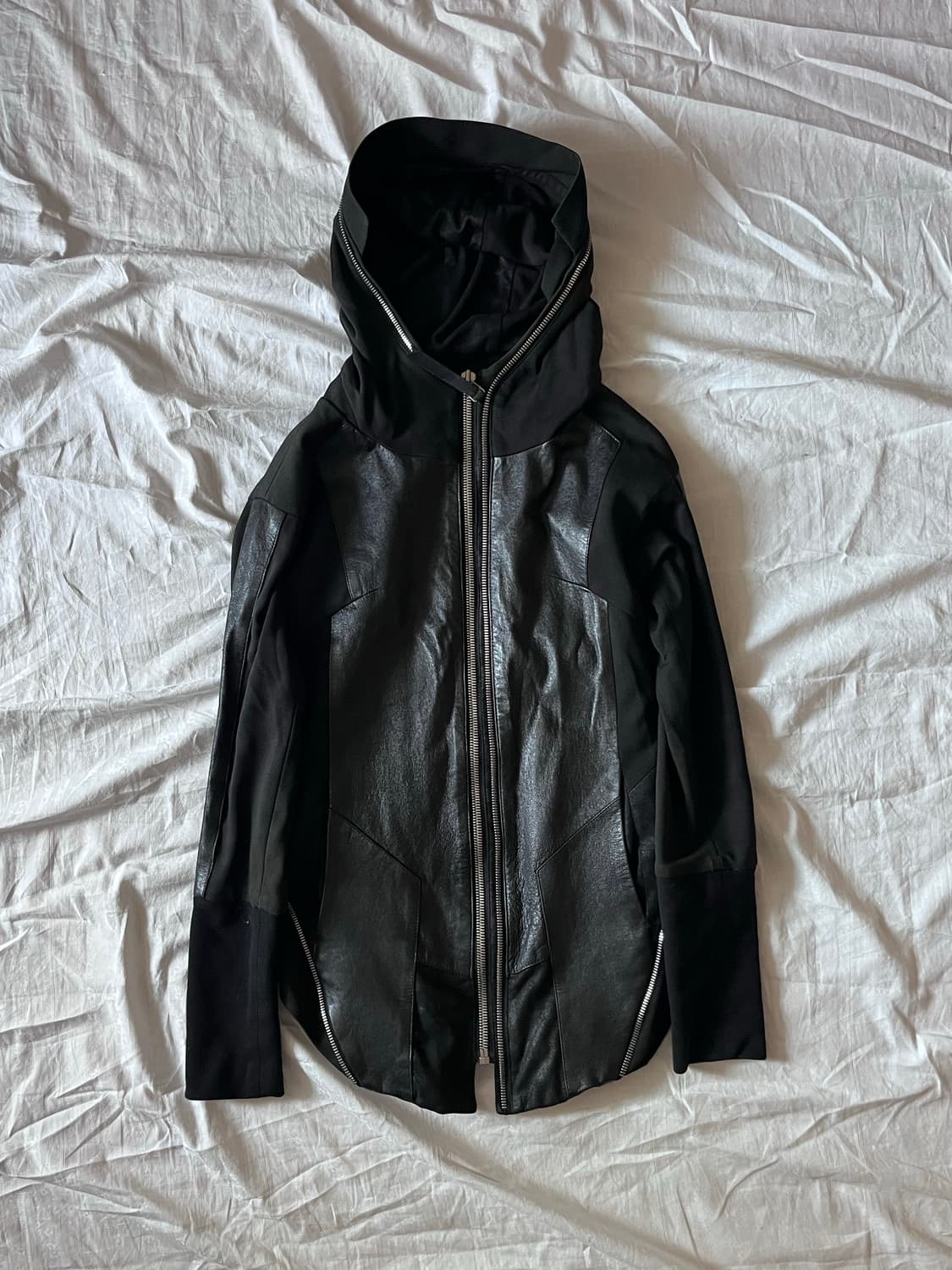 Vintage Leather Zip Detail Hood Jacket 상품이미지1