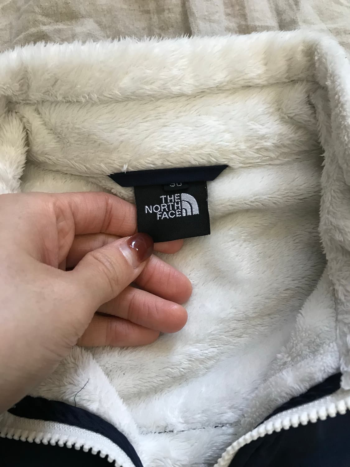 노스페이스 로고 화이트 네이비 플리스 집업 상품이미지7