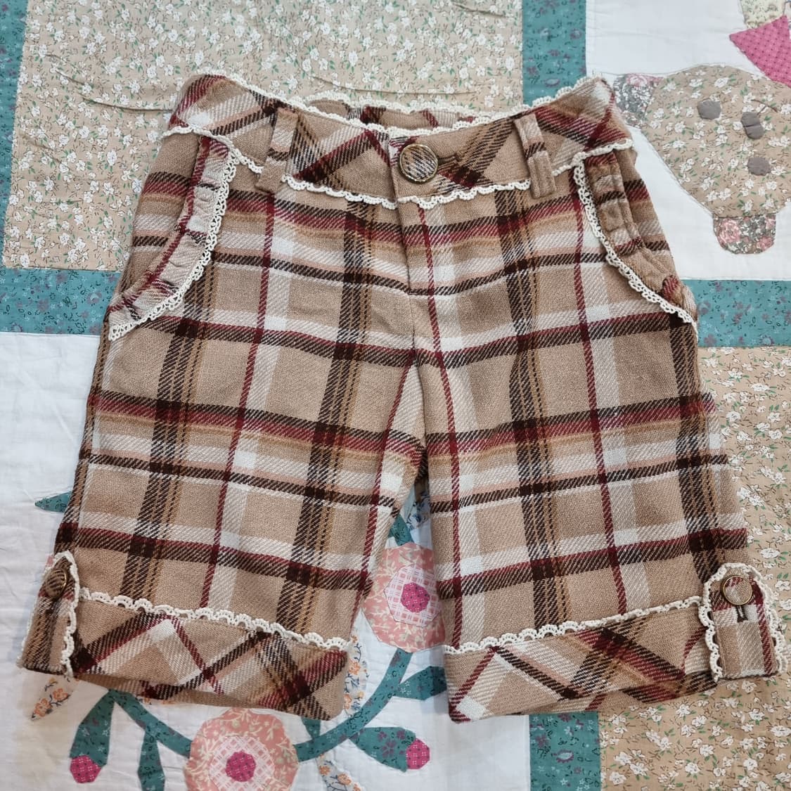 LIZ LISA 리즈리사 체크 레이스 미들팬츠 상품이미지5