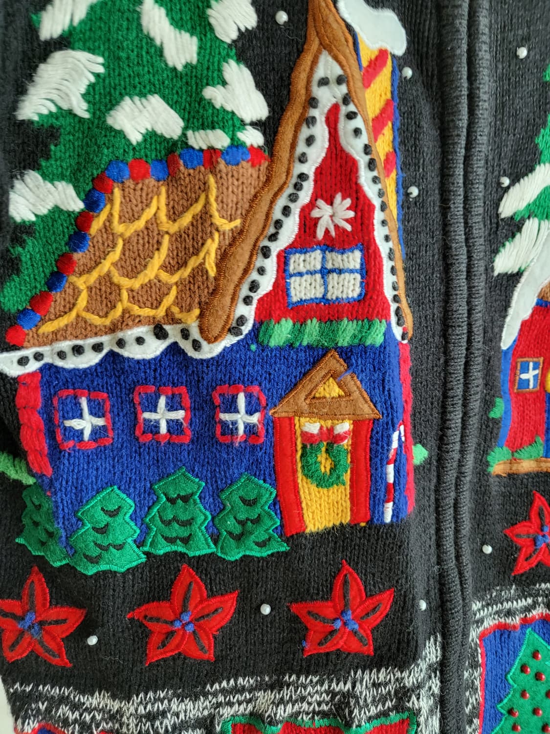 🎄크리스마스 마을을 담은 블랙 집업 가디건🎄 상품이미지3