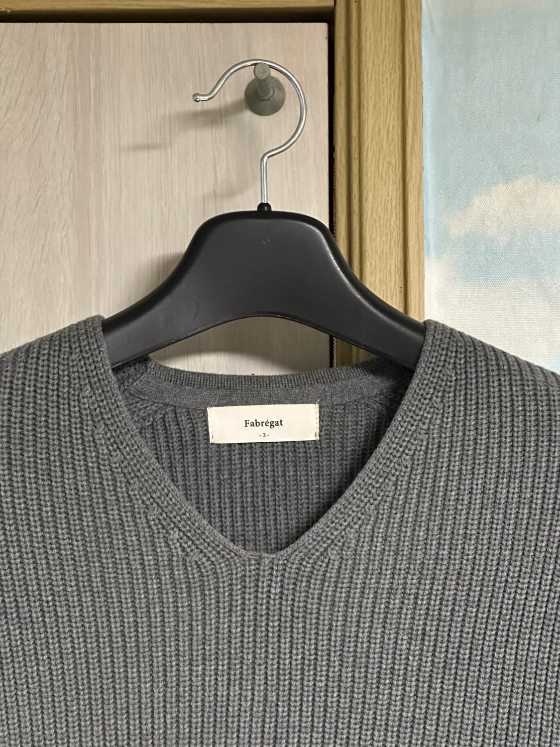 (3) 파브레가 헤비 코튼 브이넥 니트 그레이 상품이미지3