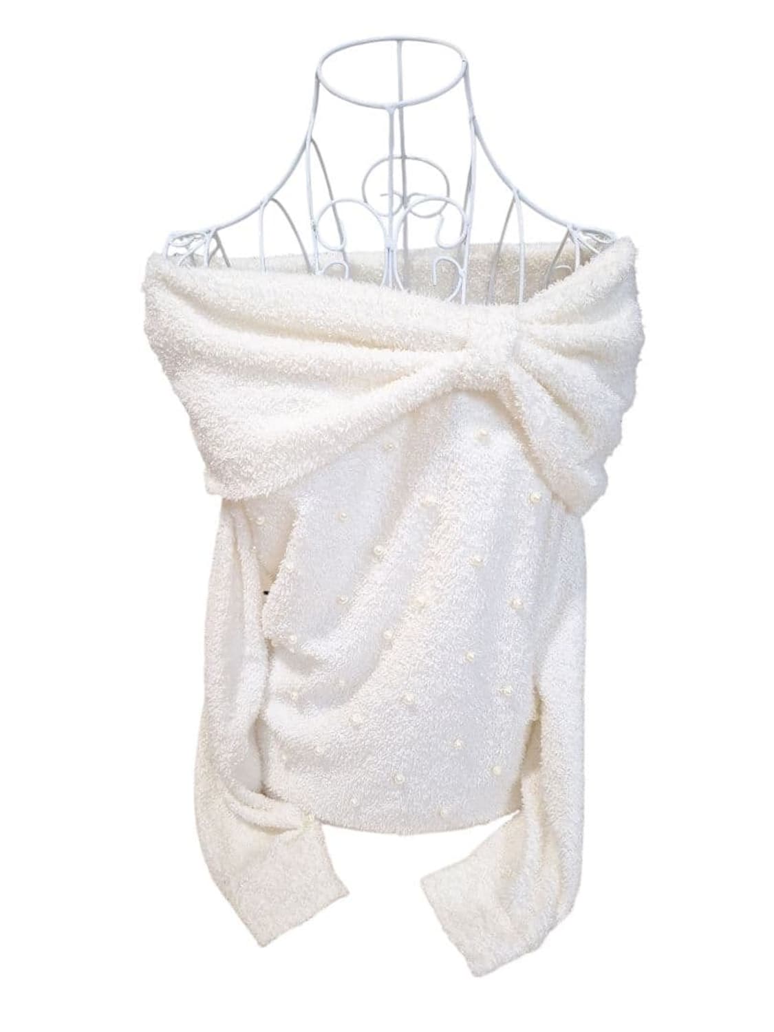 세실맥비 오프숄더 니트 진주알 리본 히메갸루 상품이미지1