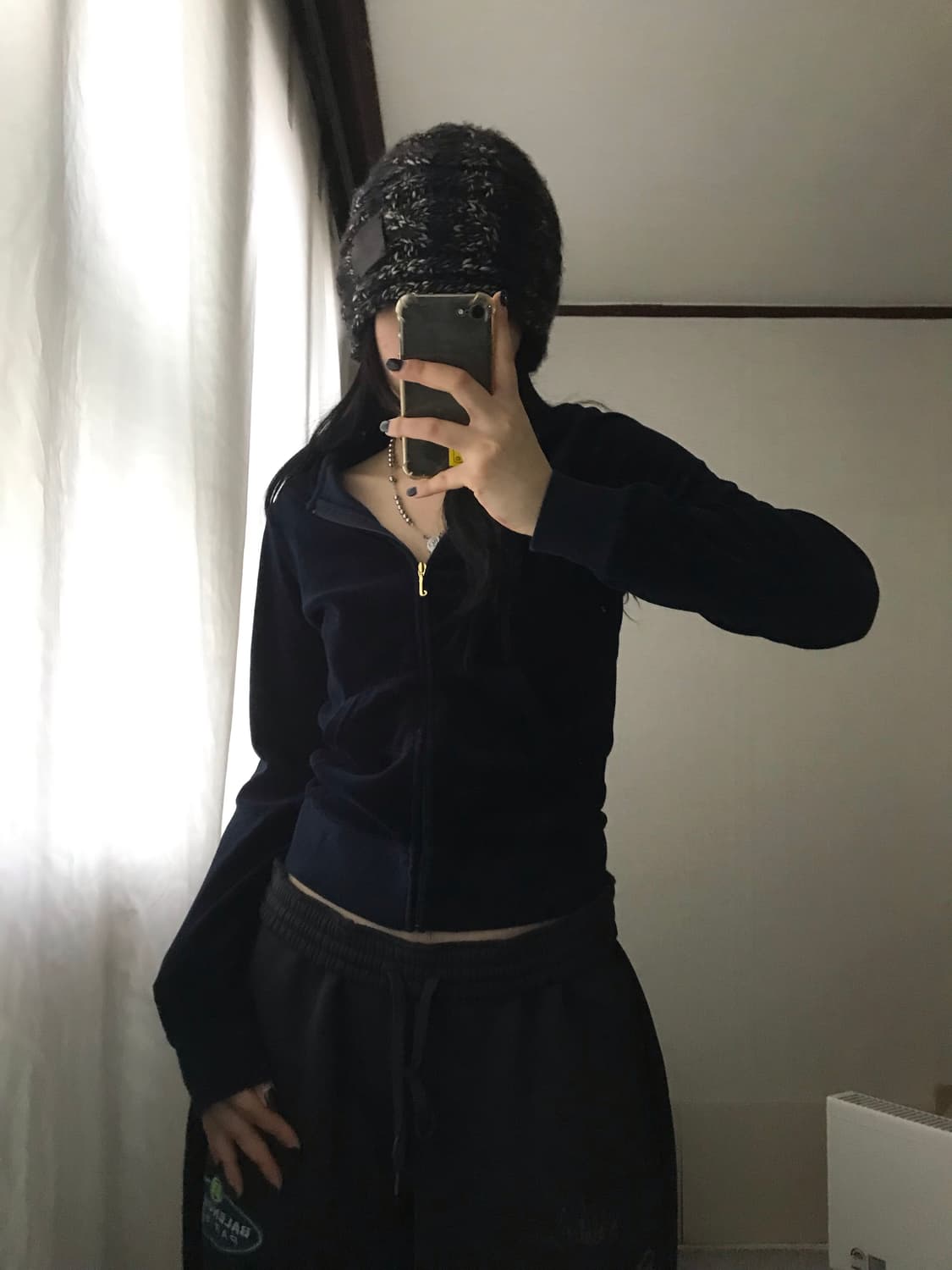 쥬씨꾸뛰르 네이비 벨벳 후드집업 상품이미지6