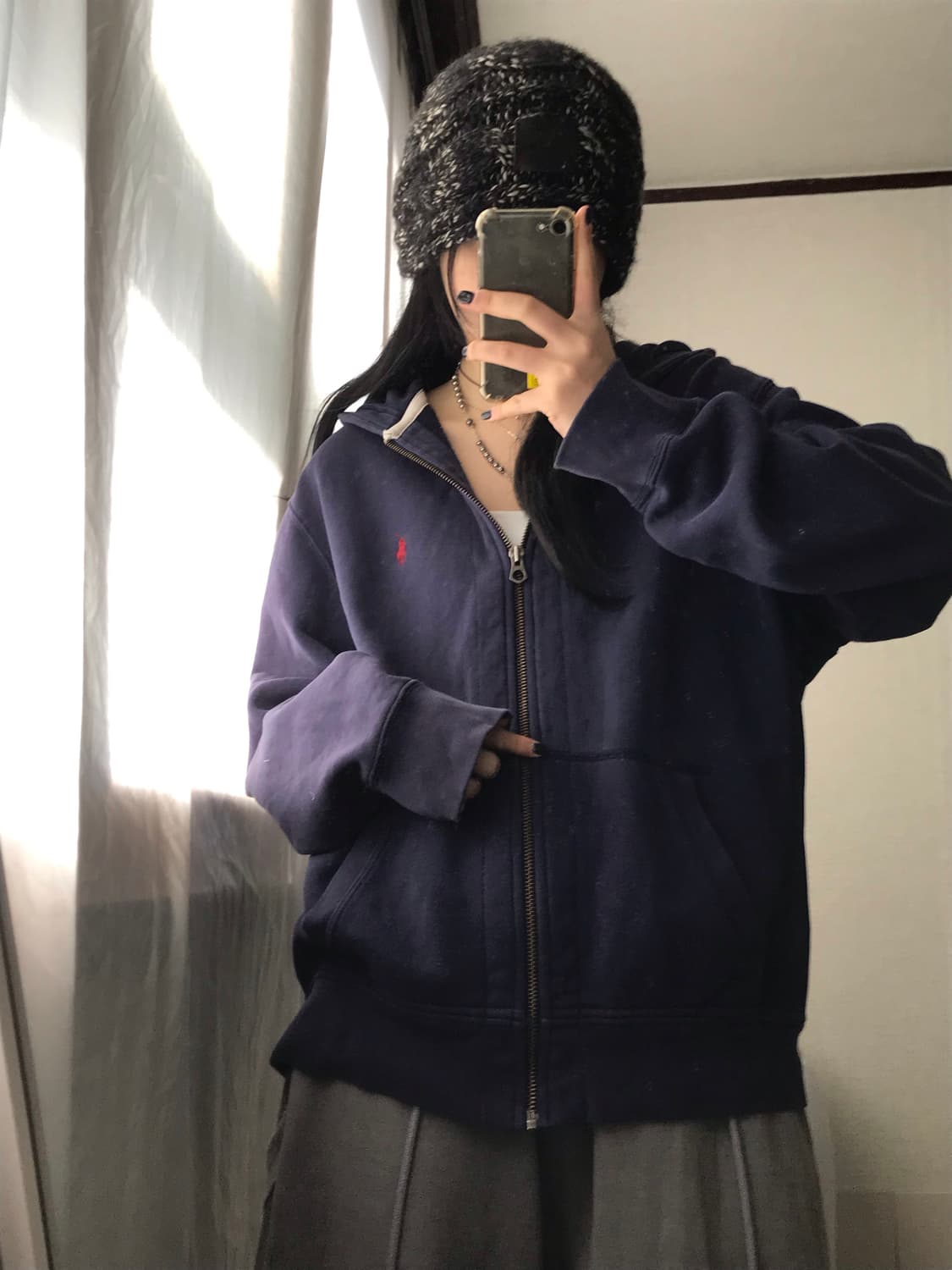 폴로 네이비 스웨트 후드집업 상품이미지2