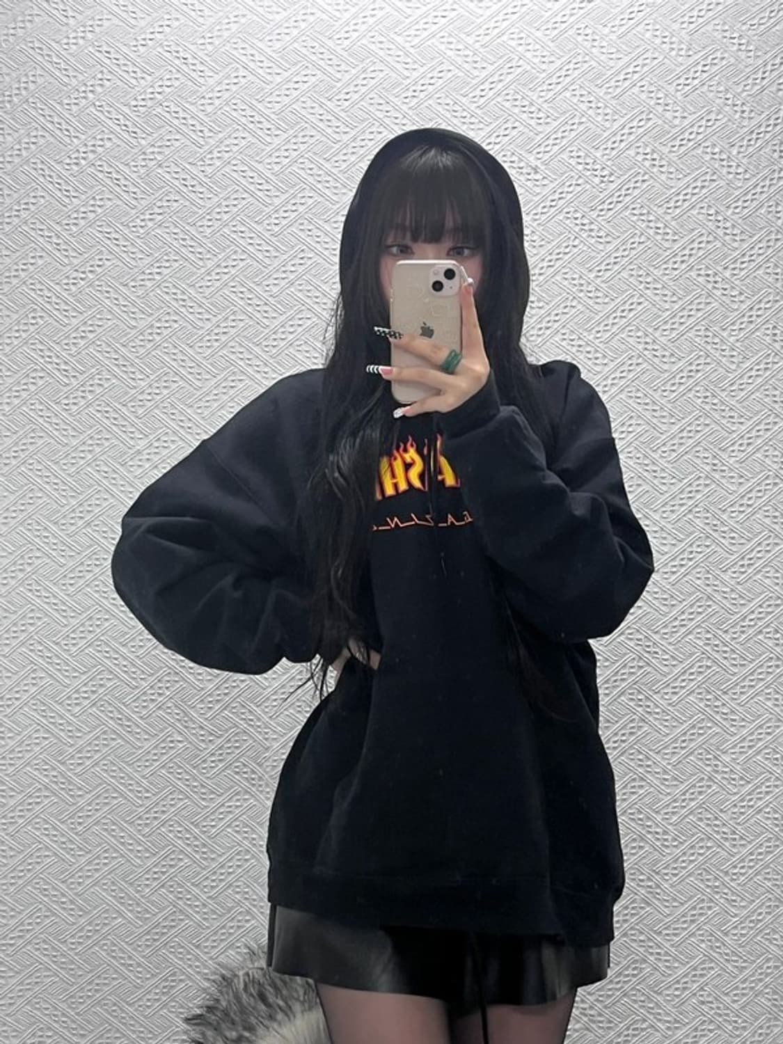 트레셔 올드스쿨 스트릿 펑크 불꽃로고 후드티 L C10095 상품이미지2