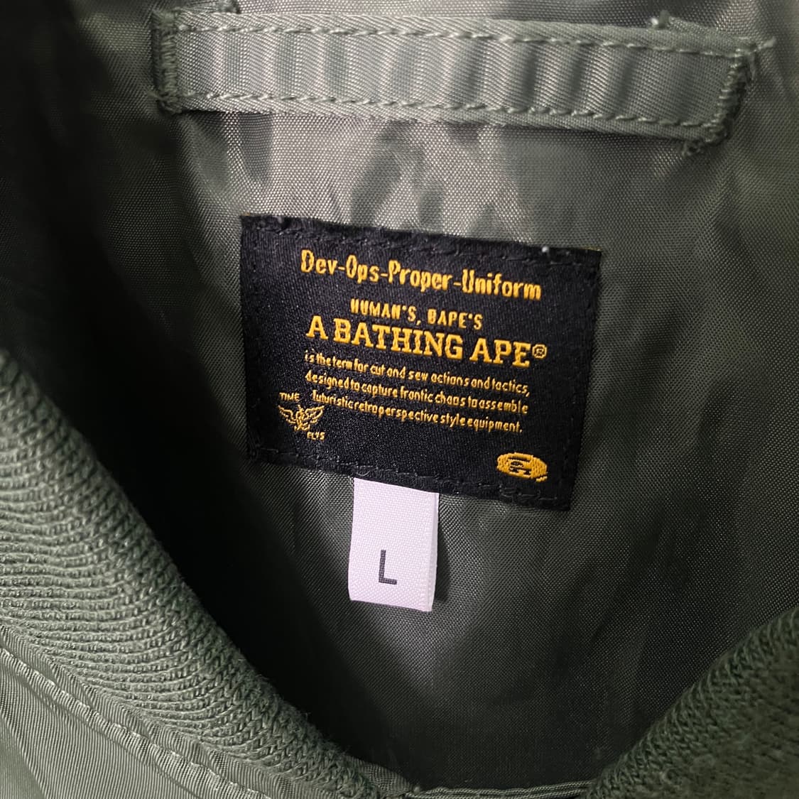 베이프 카키 ma-1 항공 점퍼 L 상품이미지3
