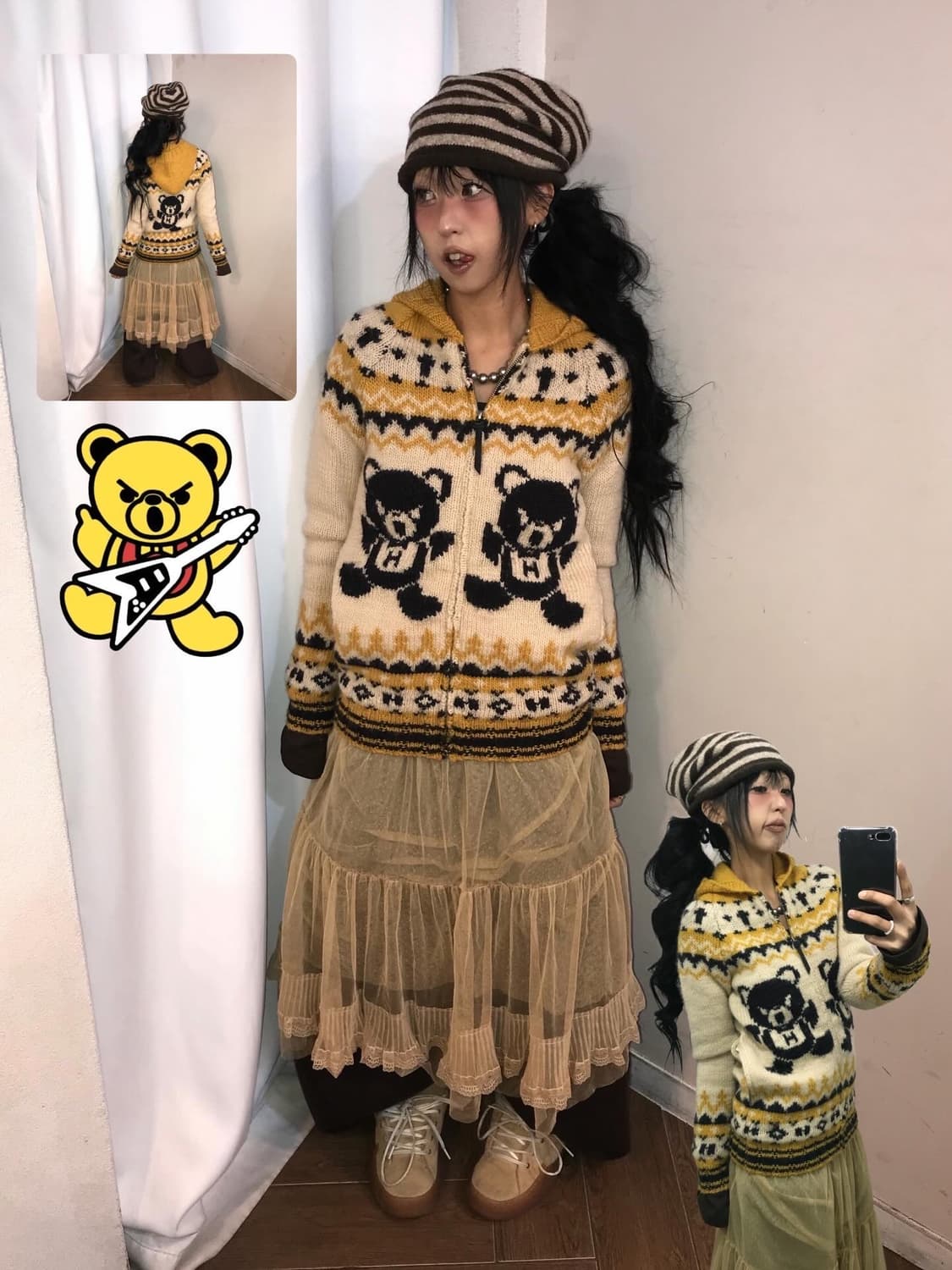 Hysteric Glamour Fxxk Bear Cowichan 상품이미지1