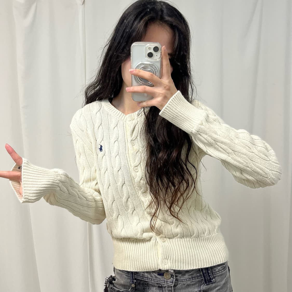 Polo white knit cardigan 상품이미지2