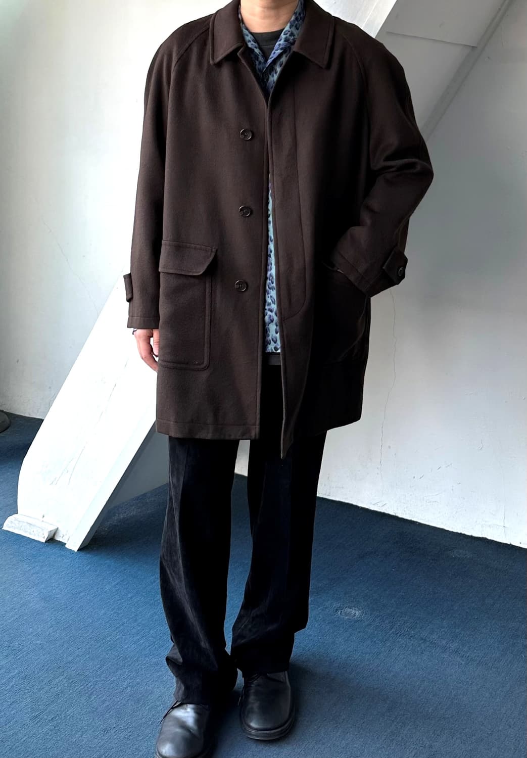 Cashmere wool blend Balmacaan mid coat 상품이미지9