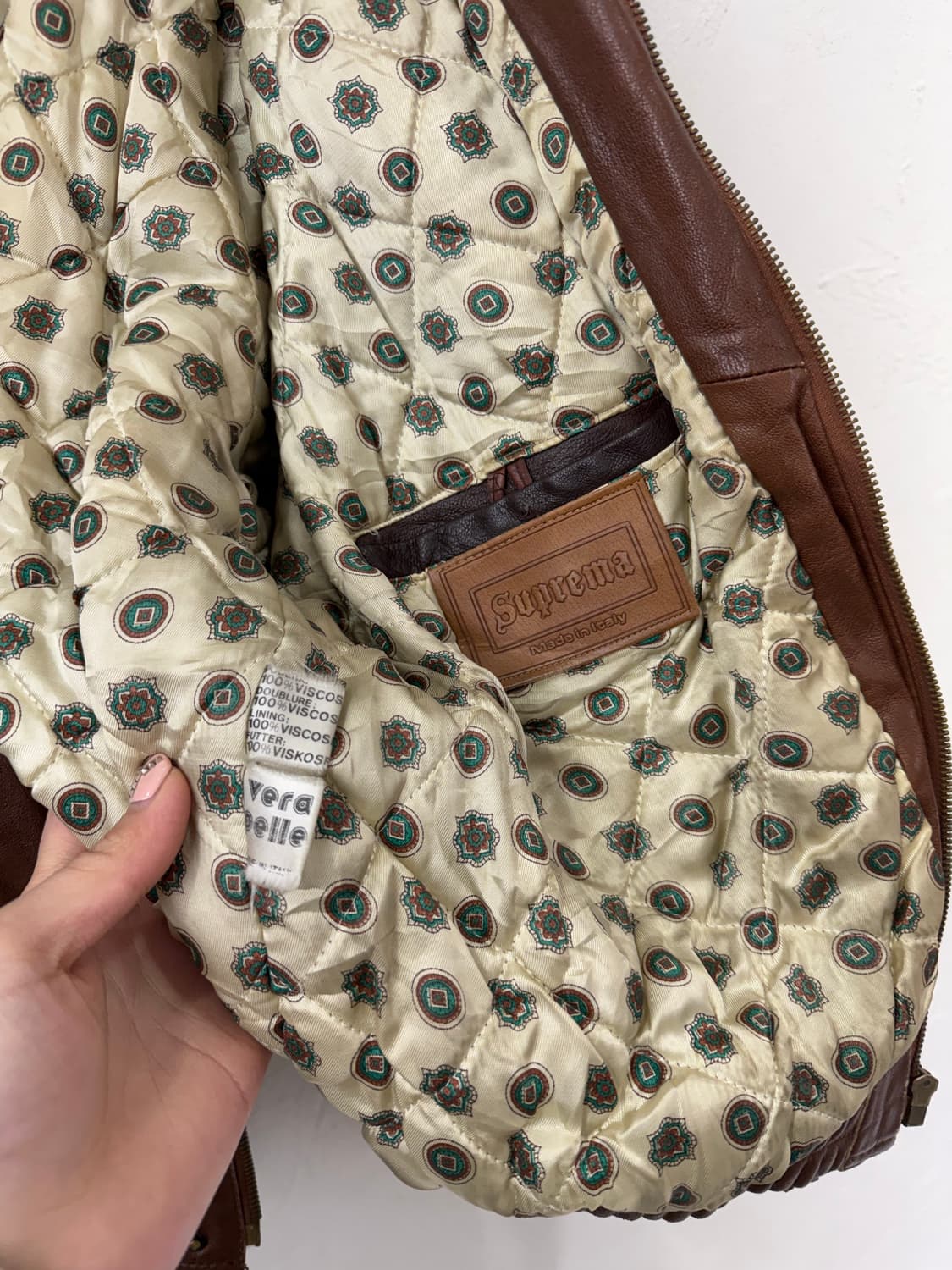 80s SalvajeAire 패널 레더 봄버 (MADE IN ITALY) 상품이미지8