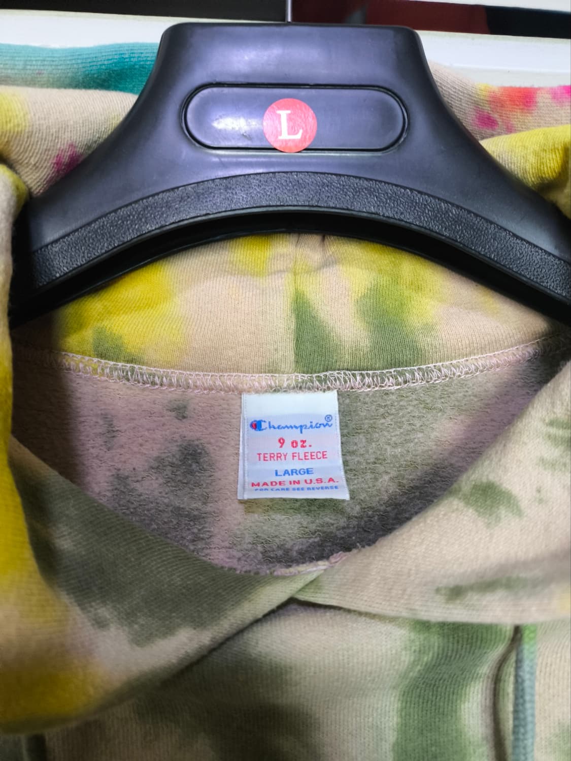 L 챔피온 레트로 USA 타이다이 레인보우 후드티셔츠 상품이미지2