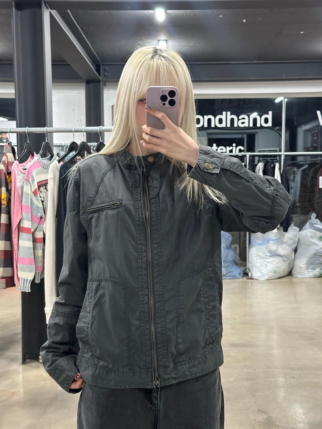 게스 그레이 바이커 자킷 상품이미지1