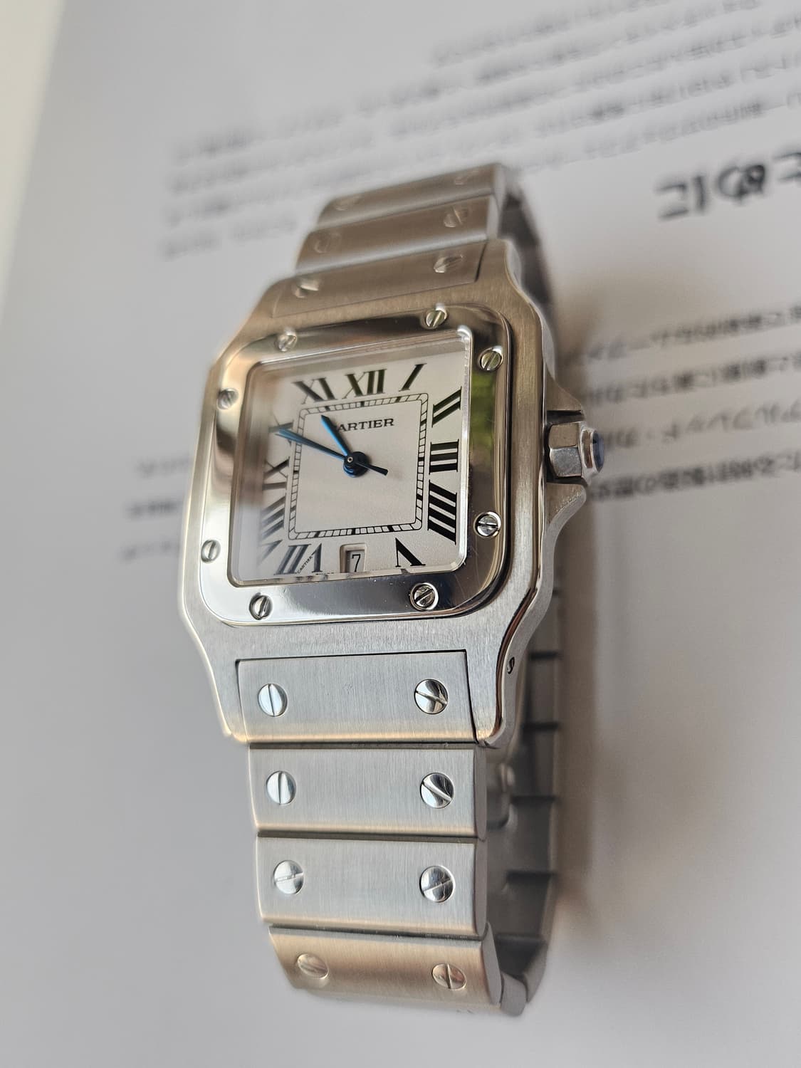 까르띠에 산토스 갈베 라지 스틸 쿼츠 상품이미지3