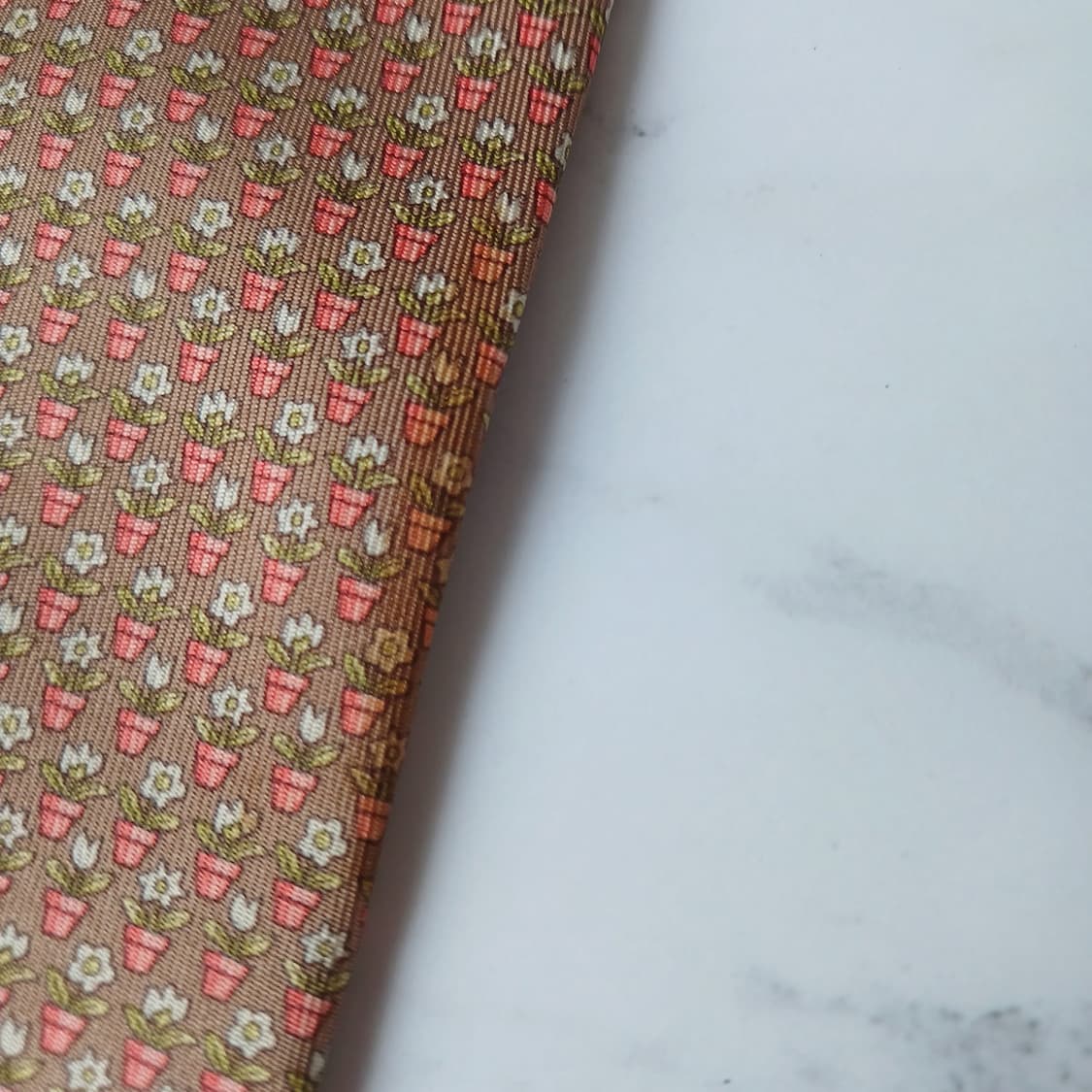 살바토레 페라가모 브라운 화분 패턴 넥타이 9.5cm A등급 E890 상품이미지10