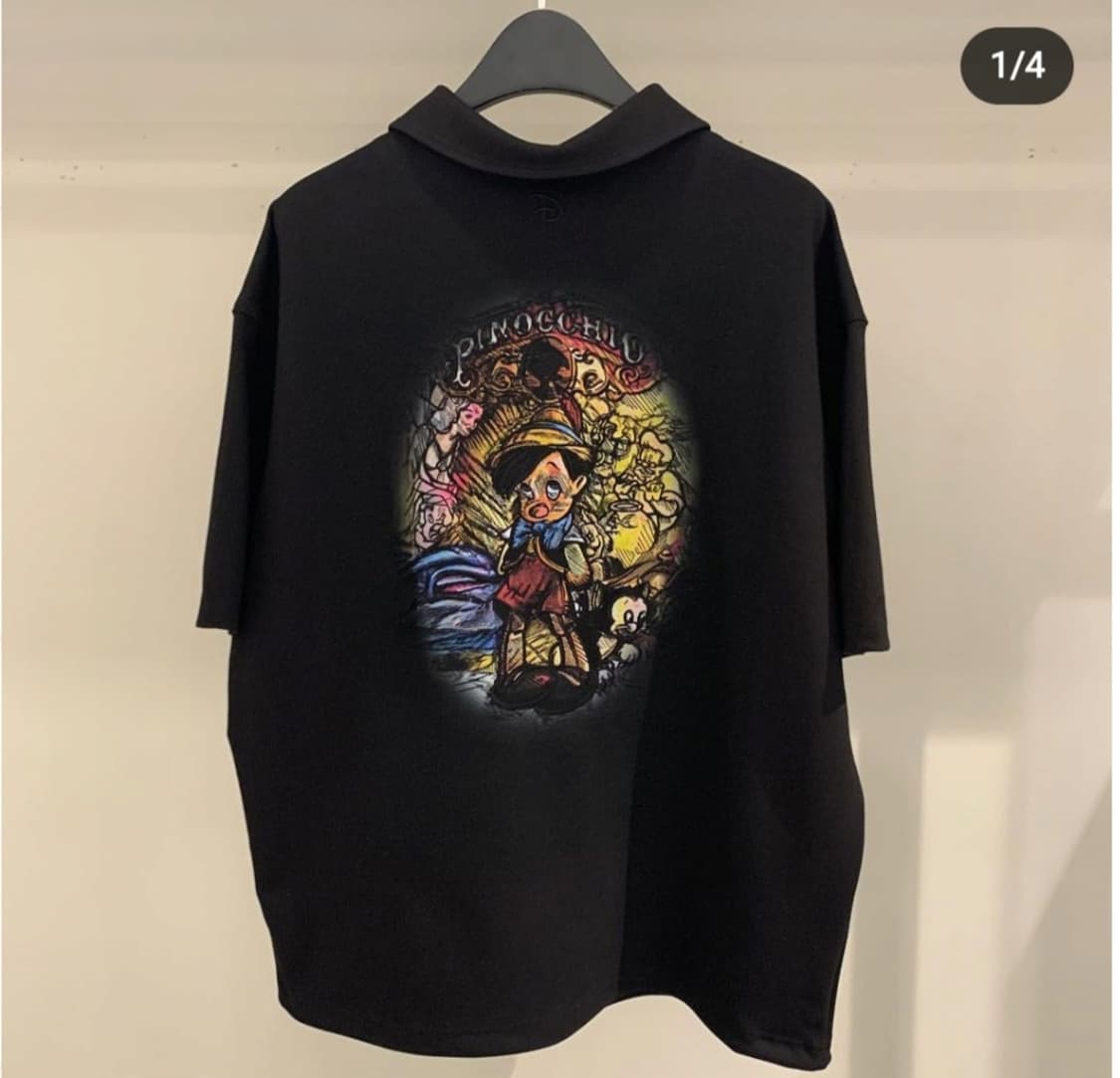 송지오 옴므 디즈니 피노키오 반팔 카라티 하프집업 48 블랙 상품이미지1