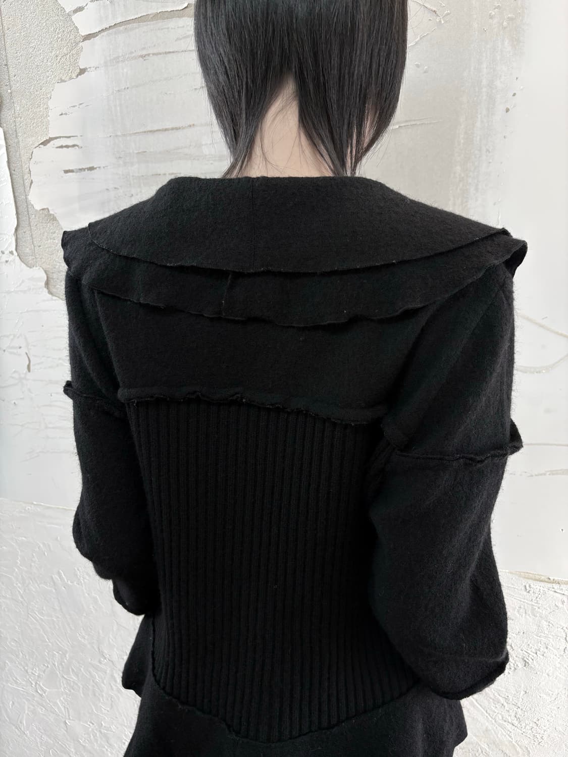 black frill knit cardigan 상품이미지4