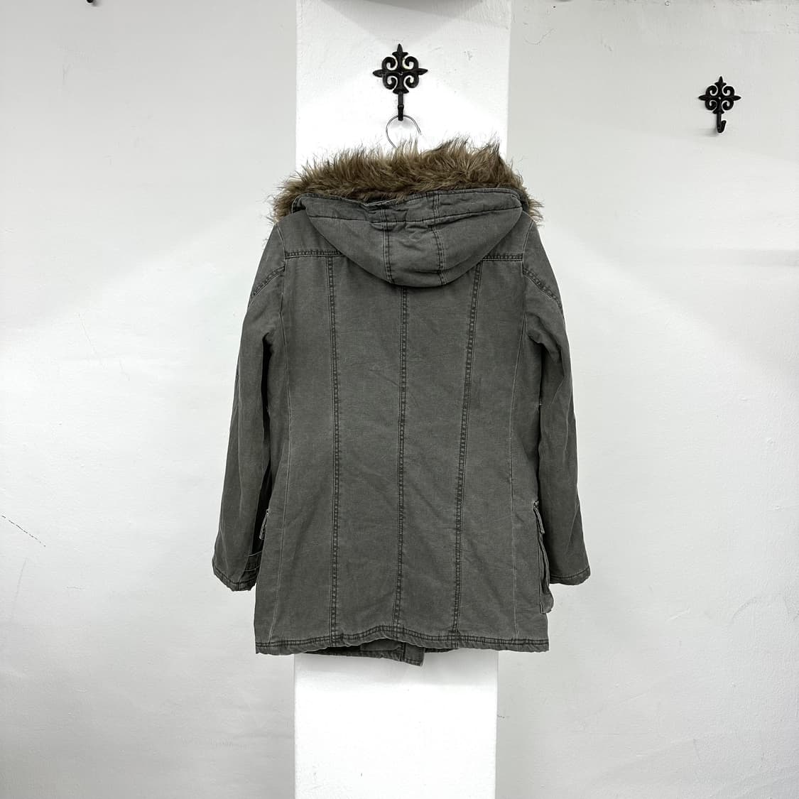 Denim buckle detail fur jacket 상품이미지6